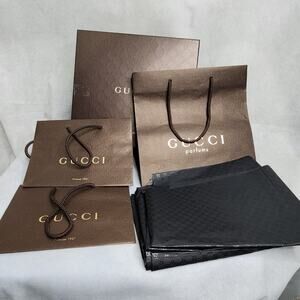Gucci Firenze 1921 Gift Box Empty 11.75" x 11" x 4" Brown w tissue paper 3 bags